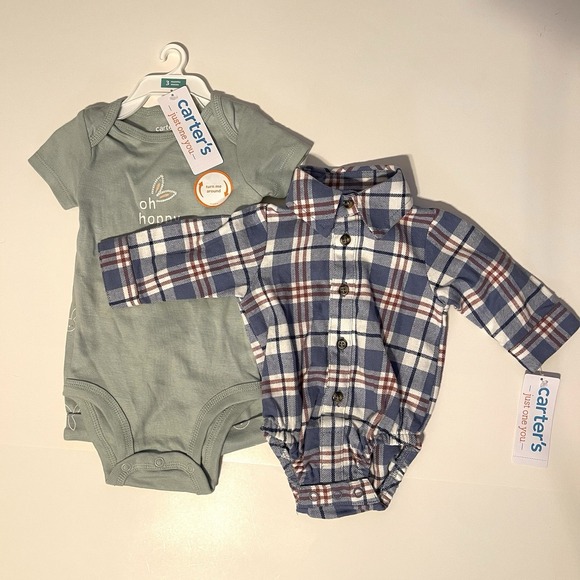 Carter's Other - Carter's Baby Boy Outfit Set Newborn Plaid Bodysuit Bunny Pants NWT